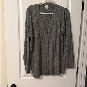 A New Day 29 inch Long  Charcoal Gray Cable Knit Cardigan